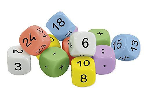 TimeTEX - Würfel-Set Mathematik 12-TLG. 20 mm | Lernwürfel in Box | Für Grundschule Übungen & Spiele