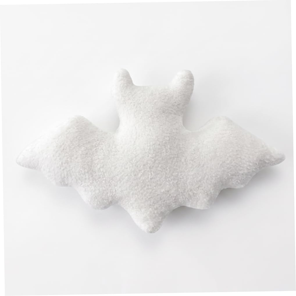 AwnsIMfreien Bat Pillow Gothic Throw Pillows, Soft Plush Halloween Decorative Cushion, Shaped Throw Pillows, Halloween Gothic Black Bat Stuffed Pillow For Couch Sofa Bed Car, White