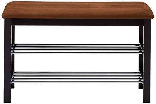 Black / Chocolate Micro Fabric Shoe Rack Storage Organizer & Hallway Bench #TOP1