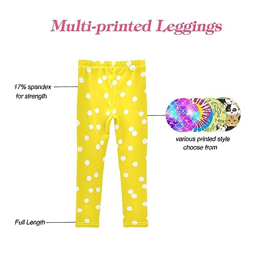 CaTaKu Girls Leggings Polka Dot Yellow Kids Printed Pants Athletic Tights Leggings for Girls Size 4-10T4