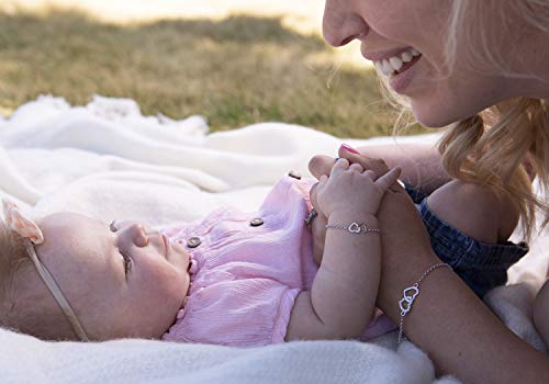 Image of Cherished Moments 925 Sterling Silver Mom and Me Double Heart Bracelet Sold as a Set or individually