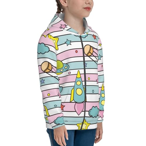 Space Doodle Kid Hoodies Boys Zip Up Sweatshirts Girls Pullover with Pocket4
