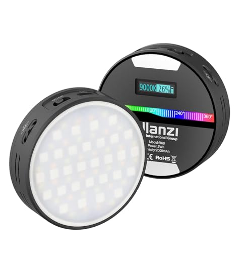 Ulanzi R66 LED RGB �r�f�I���C�g/�ʐ^���C�g 360°�t���J���[ 2000mAh �[�d�� CRI 95+ �F���x 2500-9000K ���C�u�z�M/�B�e�ɍœK