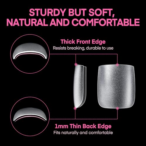 Image of UNA GELLA Square Toe Nail Tips For Big Toe, 504Pcs 15Sizes Soft Gel Full Cover Toe Nail Tip Pre-buff Fake Acrylic Toes Nail Press Ons Soak Off Pedicure For Nail Extensions Home DIY Nails Salon