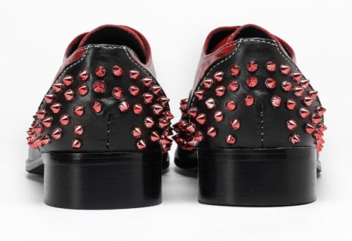 Santimon Men’s Spiked Shoes Leather Dress Oxfords, Genuine Leather Lace-Up Trendy Studded Shoes for Party Disco & Special Occasions3
