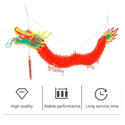 Amosfun Chinesische Drachenlaterne 1M HäNgende Laterne FüR Neujahr 2026 FrüHlingsfest Dekoration Traditionelle Rote Papierlaterne FüR Fenster Decke TüR