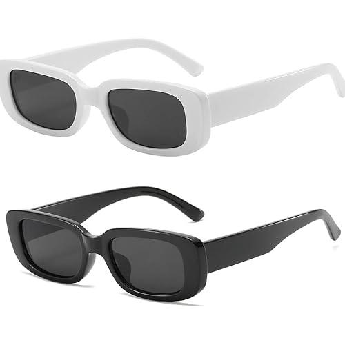 Dollger Rectangle Sunglasses for Women Men Trendy Retro Fashion Sunglasses UV 400 Protection Square Fram