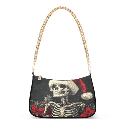 Shoulder Bags for Women Christmas Skeleton Tote HandBag Shoulder Bags purse with Chain Zipper Closure