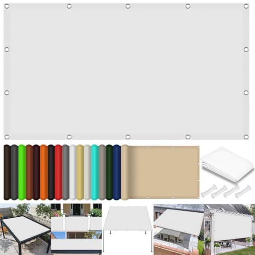 Voile d'ombrage 160x320 cm blanc en tissu PES imperméable