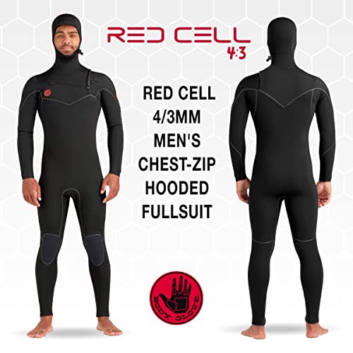 Body Glove Men's Red Cell 4/3Mm Chest-Zip Hooded Full Wetsuit (Black, Xls) (Black, Ls) #TOP1