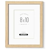 FinalFind 8x10 Picture Frame with Mat for 5x7, Natural Solid Oak Wood Picture Frames 8x10 with...