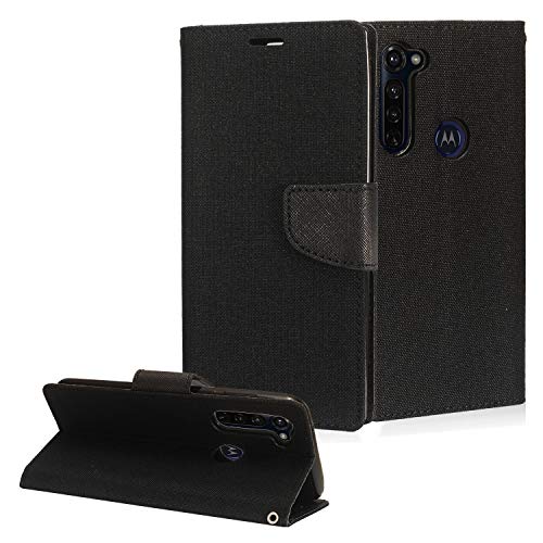 Celzen - For Motorola Moto G Stylus Xt2043, Moto G Power Xt2041 (2020 Version) - Denim Fabric Flip Wallet Phone Case - Ct5 Black #TOP14