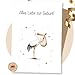 Produktbild LINDFALL® Premium Glückwunschkarte zur Geburt 'Storch'. Karte Mutterschutz, Aquarell, Klappkarte A6 mit Kraft-Umschlag. Karte Geburt Junge, Mädchen, Beigabe zu Windeltorten Geschenksets