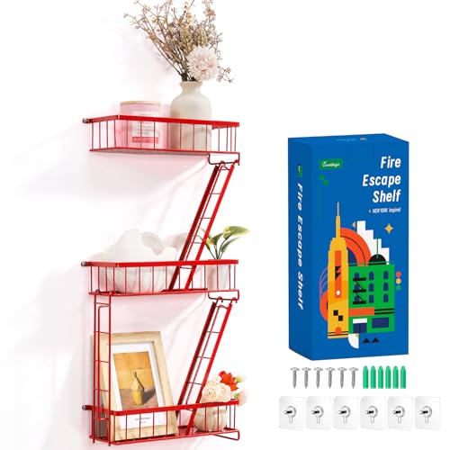 SweetSage Fire Escape Wall Shelf Red - New York Wall