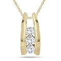 AGS Certified 1/2 Carat TW Three Stone Diamond Ladder Pendant in 10k Yellow Gold (K-L Color, I2-I3 Clarity)