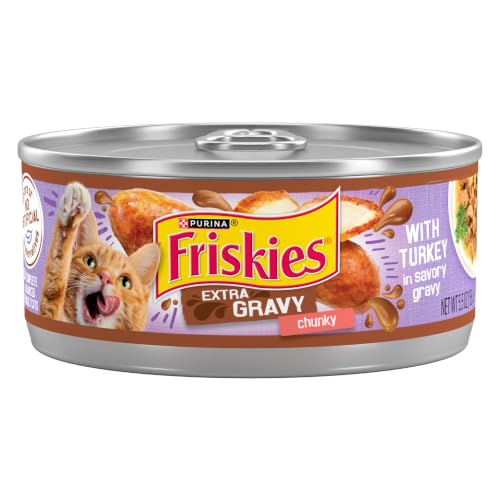 Friskies Purina Extra Gravy Wet Cat Food, Chunky Turkey, (24) 5.5 oz Cans