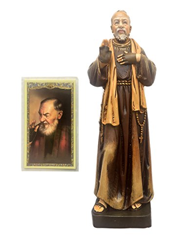Catholic 8" Saint Padre Pio Statue By Toscana Milagros- Avalon Gallery Collection Figure Of Patrons And Protector With St. Pio Laminated Prayer Card Included #TOP1