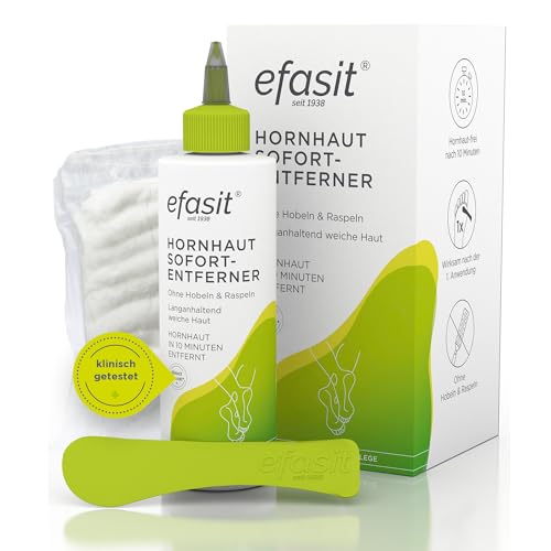 efasit Hornhaut Sofort-Entferner - Beseitigt Hornhaut in 10 Minuten Ohne Hobeln und Raspeln Sofort-Effekt nach 1 Anwendung Mit pflegenden Inhaltsstoffen Komplett-Set 200 ml