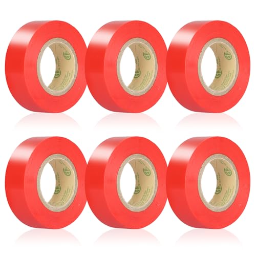 Image of Red Electrical Tape, UL Approved, Industrial Grade Vinyl Electrical Insulating Tape, Electric Tape for Improvement Electrical Equipment, 0.7in X 33ft(6 Pack)