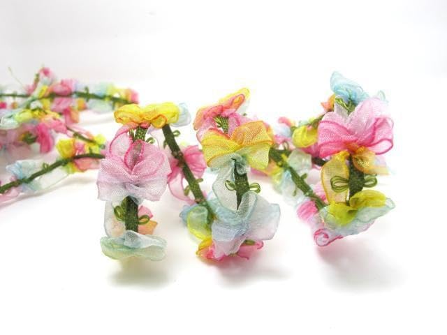 1/2/10 Yard Arcobaleno Fiori Artificiali Stringa di Cotone Floreale Foglia Trim Nastro da Cucito per Cucire Passamanerie E Bordi per L'artigianato