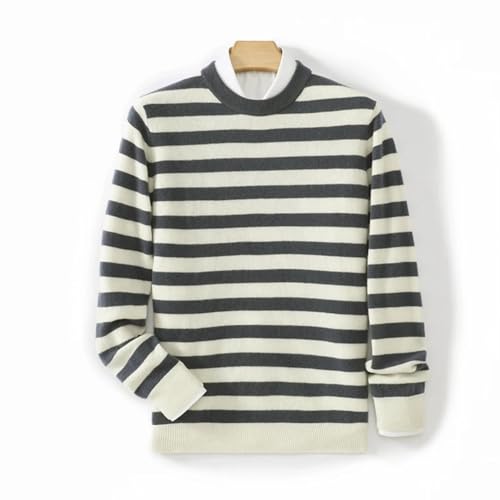 Men's Merino Wool Sweater O-Neck Stripe Pullover Fall Winter Cashmere Knitted Business Casual Sweater3