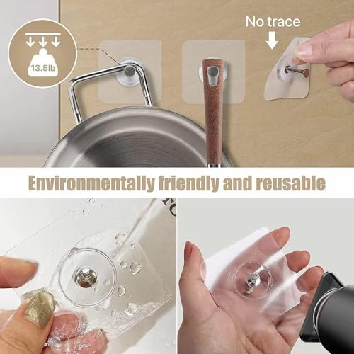 Image of Self Adhesive Wall Hooks for Hanging | Transparent Waterproof Strong Hooks | No Drill Heavy Duty Wall Hanging Hook for Kitchen, Bathroom & Home (Nail Hook-20 Count)