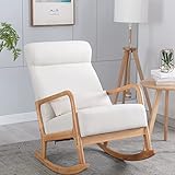 BDKBATH Upholstered Fabric Rocking Chair, High Back Glider Rocker Chair with Thick Back Cushion &...