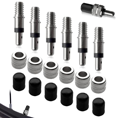 6 Stück Fahrradventil Ersatz Set,Fahrrad Ventil Set,Dunlop Ventil-Einsatz mit Dichtung, Deutscher Fahrradventil, Fahrradzubehör, Fahrradventil Adapter, für DV/NV/BV Bike Valve
