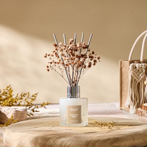 Image of Airkeep Reed Diffuser Set,3.38 fl oz (100 ml) - Moroccan Amber Oil Diffusers with 8 Reed Sticks, Home Fragrance Reed Diffuser for Bathroom Shelf Decor