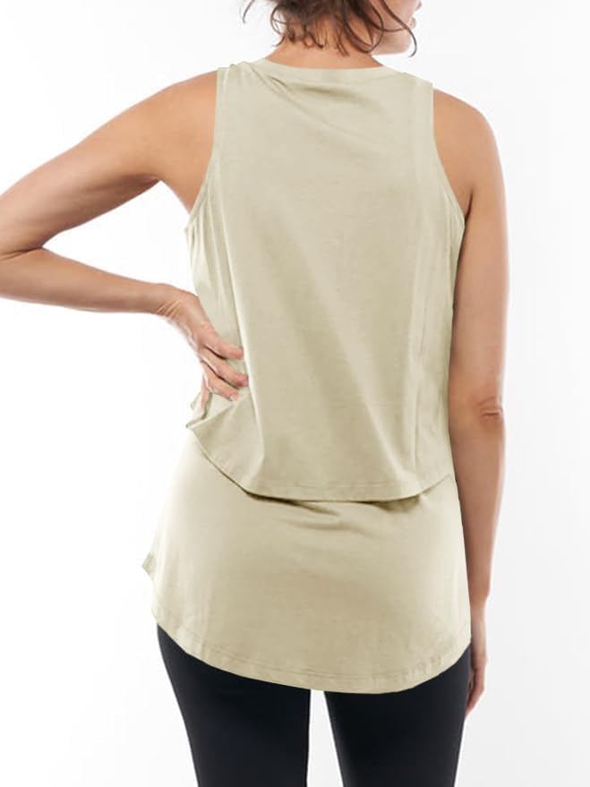 ZDC Women's Maternity Nursing Tank Tops Sleeveless Double Layer Breastfeeding Shirts Summer Pregnancy Clothes - Image 3