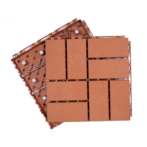 Dalles de terrasse clipsables rouge plastique pour sol extérieur