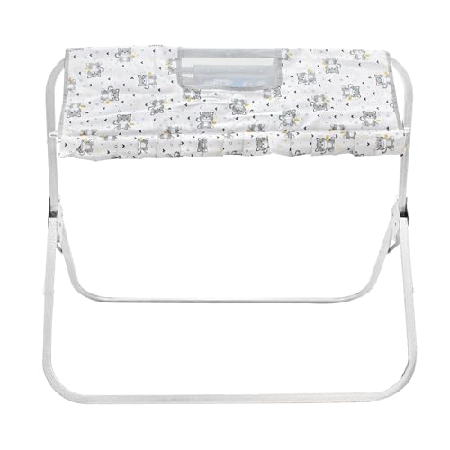 Image of BABYBLESSING Baby Cradle with Swing and Mosquito Net | with 4 Wheels | Foldable & Movable | Sturdy and Safe | Durable | Jhulla | Palna | Easy to use | White Grey