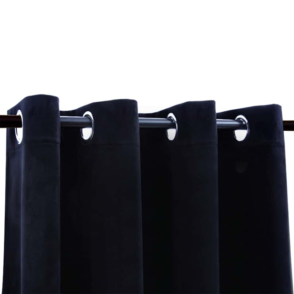 vidaXL Vorhang Verdunkelung mit Metallösen Verdunkelungsvorhang Kräuselband Ösen Schlaufe Thermo Gardine Blickdicht Samt Schwarz 290x245cm