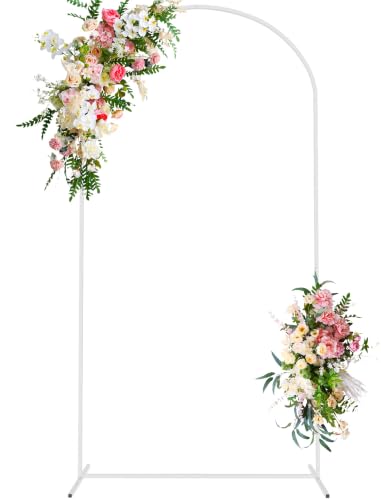 Image of Wokceer 7.2FT Arch Backdrop Stand White Metal Wedding Arch Backdrop Stand | Metal Backdrop Arch Stand Balloon Arch for Wedding Ceremony Birthday Party Bridal Baby Shower Photo Booth Backgound Decor