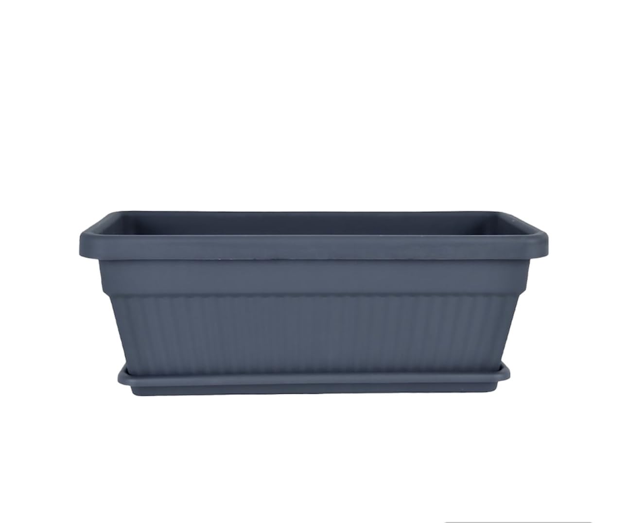 Tamersgifts Heavy Duty Windowsill Trough Window Box Plastic Plant Pots with Matching Saucer (Gunmetal Grey, L 75.5cm x W 31cm x H 28cm)