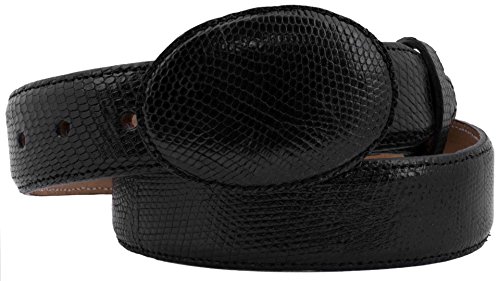 El Presidente Mens Black Western Cowboy Belt Teju Lizard Print Rodeo Buckle - Main Image