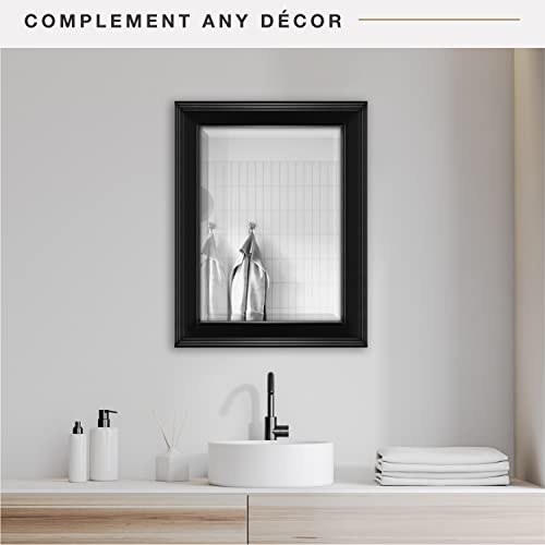Image of MCS 27x21 Large Wall Mirror, Black & Beveled Mirror, Vertical & Horizontal Wall Hanging Mirror for Bathroom, Bedroom & Livingroom