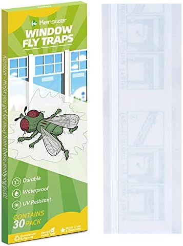 Kensizer 30-Pack Window Fly Traps for Indoors, Fly Paper Sticky Strips, Fly Catcher Clear Windows Trap for Home, House Fly Killer Lady Bug Traps