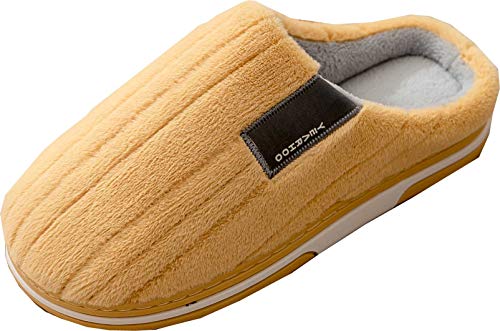 Pantoufle intérieur antidérapant en fausse fourrure et coton chaud pour homme et femme jaune