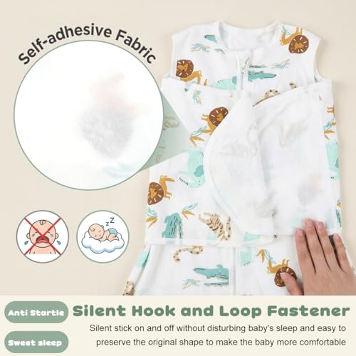 Image of SNOWIE SOFT Baby Swaddles for Newborns 3-12 Months, 100% Cotton Baby Swaddle Wrap for Newborns Arms Up Newborn Sleeping Blanket Zipping Infant Sleeping Bag Sleep Sacks for Startle Reflex for Infant