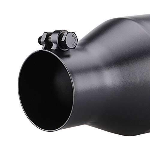 LCGP 3\" Inlet 5\" Outlet 12\" Overall Length Exhaust tip, Stainless Steel, Black Powder Coated Diesel Exhaust Tailpipe - Thumbnail 2