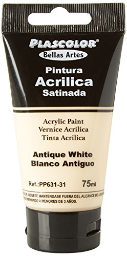 Plascolor Bellas Artes - Pintura acrilica satinada, blanco antique, 75 ml