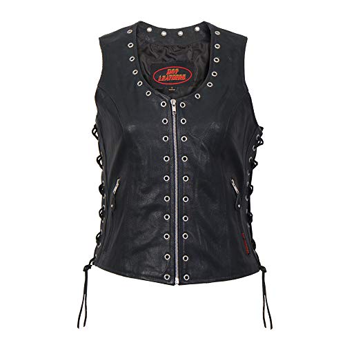 Hot Leathers Black Large Ladies Lambskin Vest
