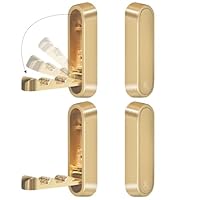 4PCS Foldable Gold Wall Hooks, Heavy Duty Zinc Alloy Folding Wall Hooks, Folding Hidden Coat Hooks Wall Mount Bathroom Foldable Towel Hooks for Hanging Clothes, Bags, Hats, Bathrobes, Keys etc (Gold)