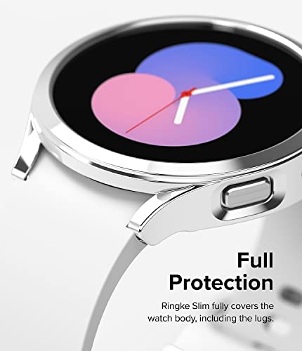 Image of Ringke Slim Case [2 Pack] Compatible with Samsung Galaxy Watch 5 40mm, Watch5 Bezel [Frame Only] Premium PC Hard Thin Cover - Clear & Chrome