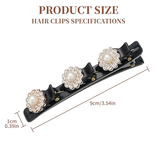 ZOUIQSS 4 Pcs Elegant Floral Braided Rhinestone Hair Clips, Sparkling Crystal Stones, Double Layer, All Hair Types, 4 Count - Image 2
