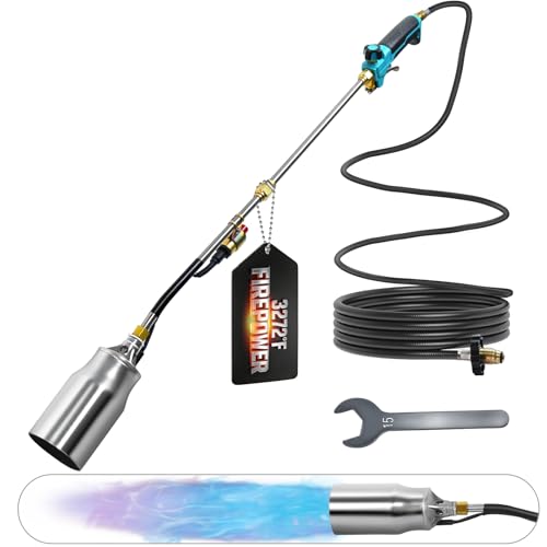Sondiko Propane Torch Weed Burner, High Output Weed Torch with Hose, Heavy Duty Blow Torch, Weed Torches for Outside,Flamethrower for Garden, Wood, Ice, Snow, Melting(Propane Tank Not Included)