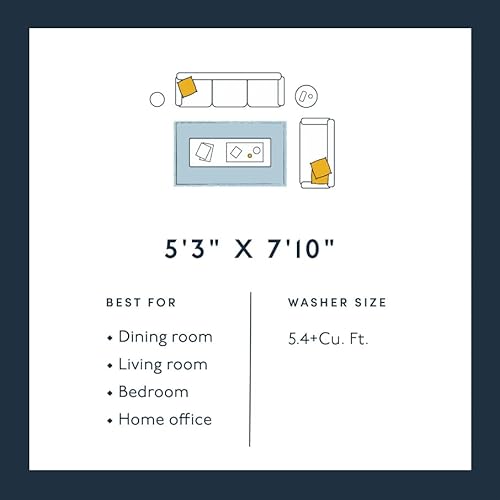 Revival Rugs - 5'X8’ Comb Living Room Rug - Machine Washable Area Rug – Medium Pile 100% Recycled Polyester – Oeko-Tex Certified, Beige/Cream #TOP7