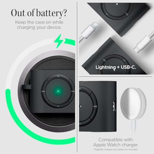 Image of Spigen for AirPods Pro 2(2022 /2023) Case, Carabiner Included, Durable, Shock-Proof Cover, (Classic Shuffle) - Charcoal