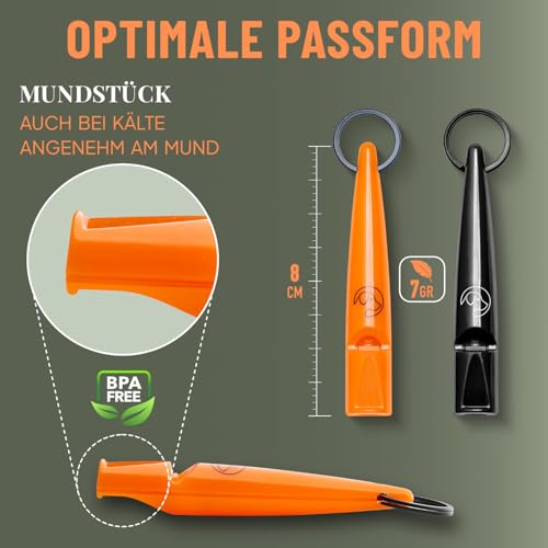 GIZZY® 2X Hundepfeife lauter & weitreichender Pfeifton I 2X Hundepfeifen ideal als Erziehungshilfen für Hunde I Zum Hundetraining u. als Hundepfeife Rückruf geeignet I Inkl. wertigem Band (orange)